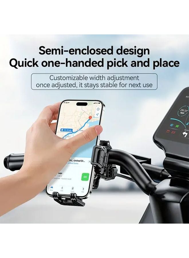 Motorcycle Phone Mount Black Rearview Mirror Mount Heavy Duty Anti Vibration Handlebar Holder - Image 2